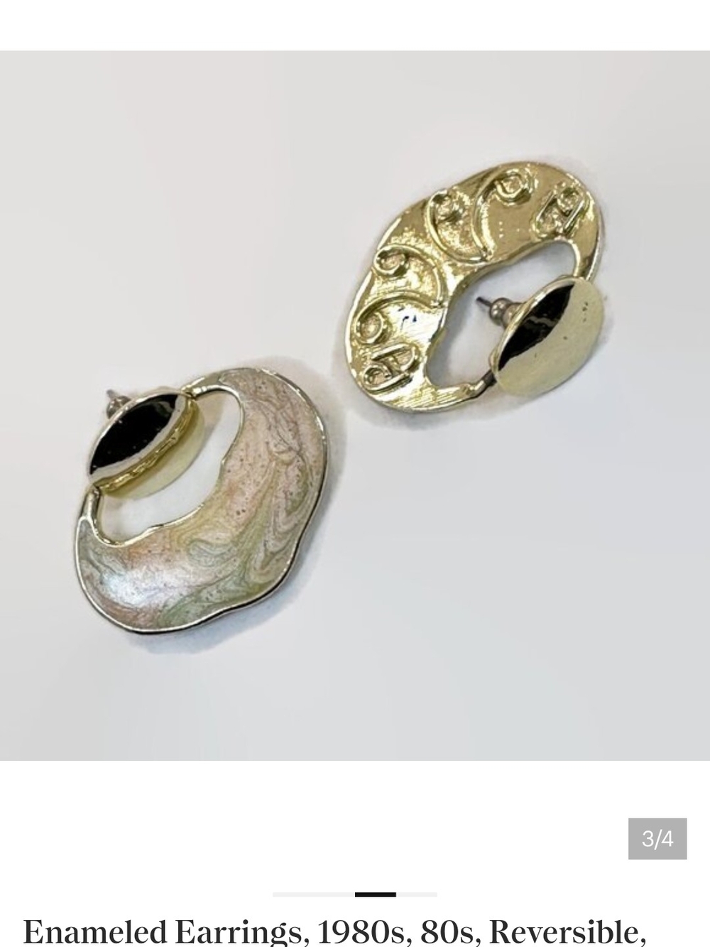 Enamel Reversible Hoop Earrings - Gold and Black